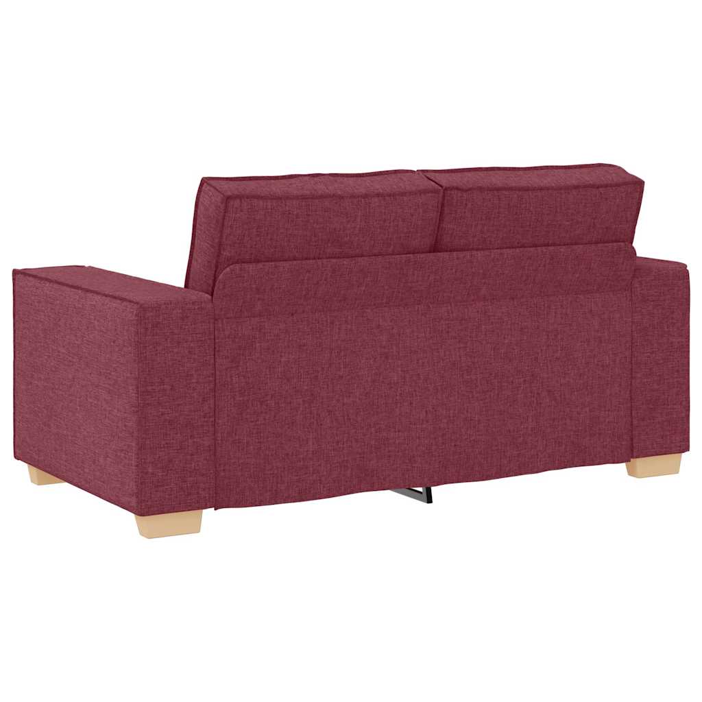 Set di Divani 2 pz con Cuscini Rosso Vino in Tessuto - homemem39