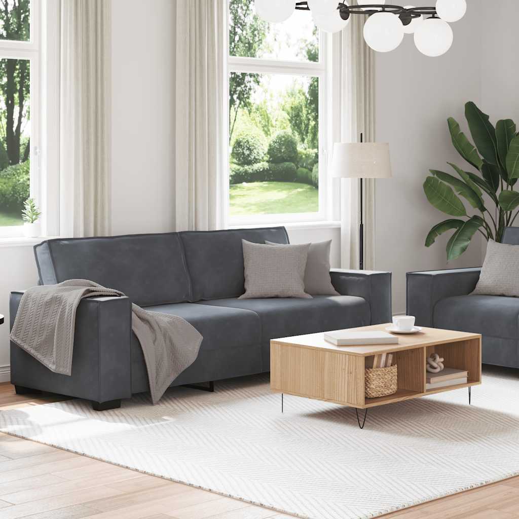 Set di Divani 2 pz con Cuscini Grigio Scuro in Velluto - homemem39