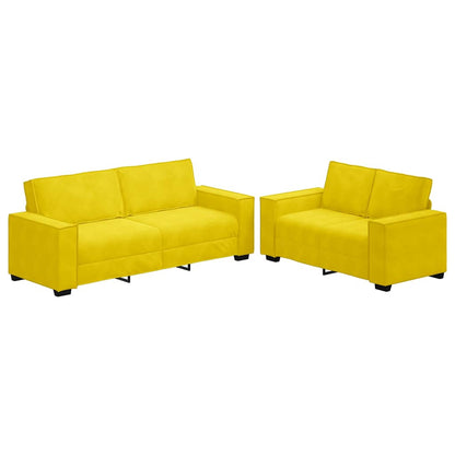 Set di Divani 2 pz con Cuscini giallo in Velluto