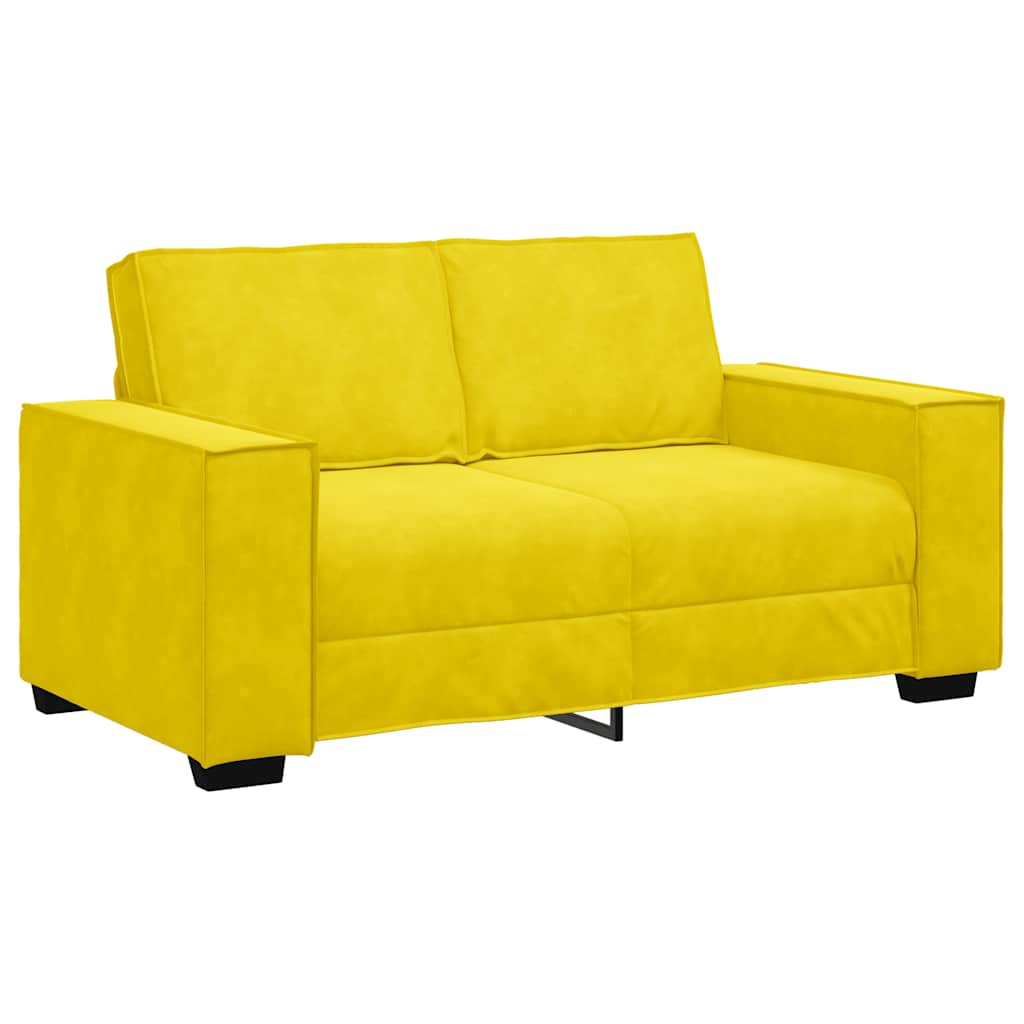 Set di Divani 2 pz con Cuscini giallo in Velluto