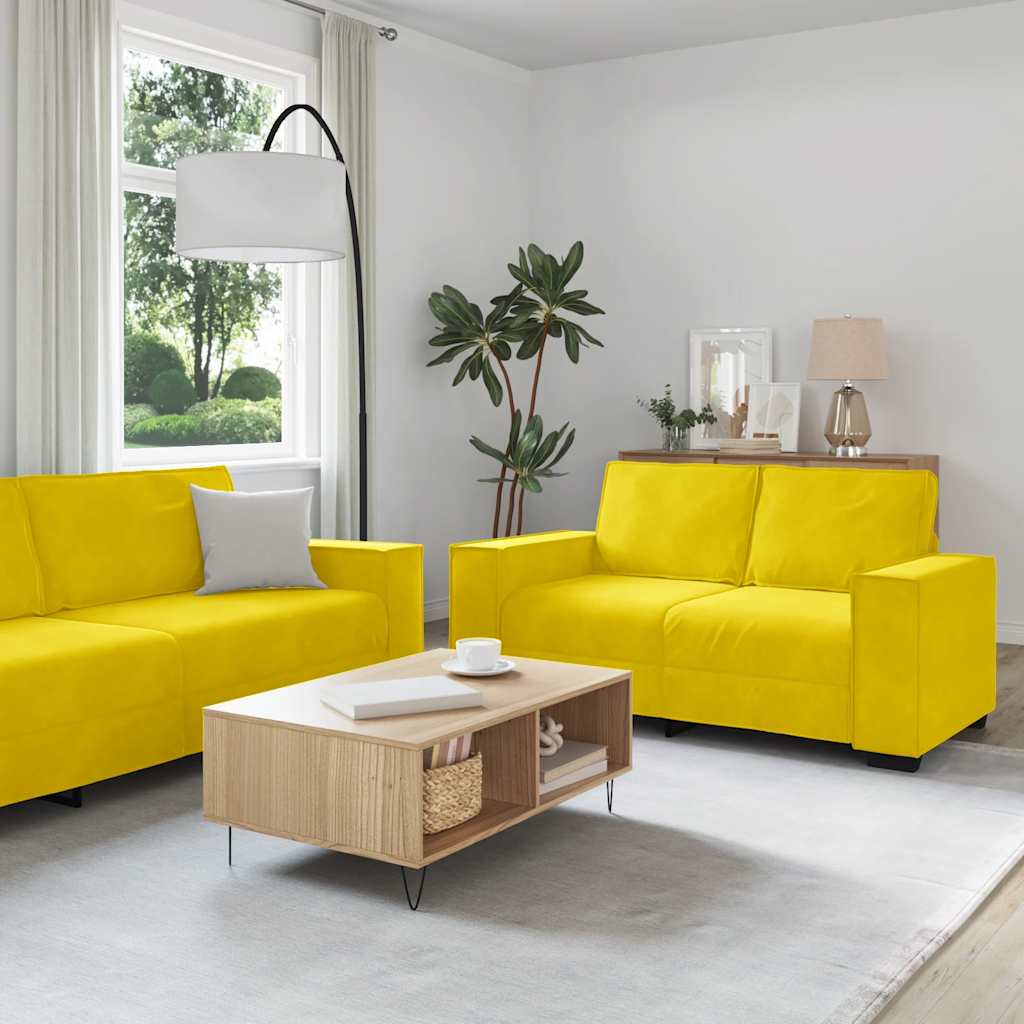 Set di Divani 2 pz con Cuscini giallo in Velluto - homemem39