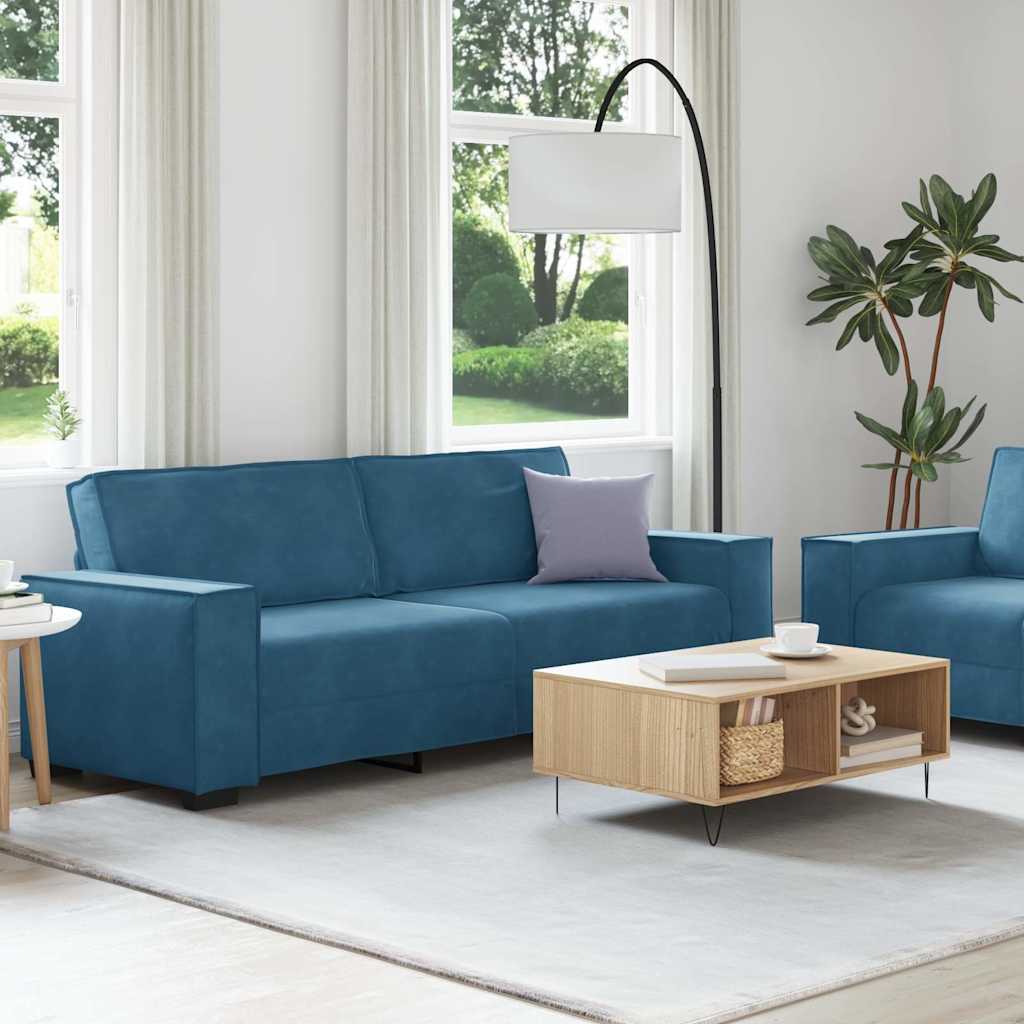 Set di Divani 2 pz con Cuscini Blu in Velluto - homemem39