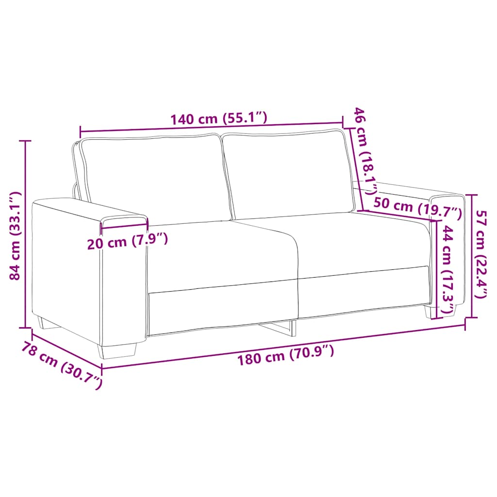 Divano a 2 Posti Grigio Chiaro 140 cm in Velluto - homemem39