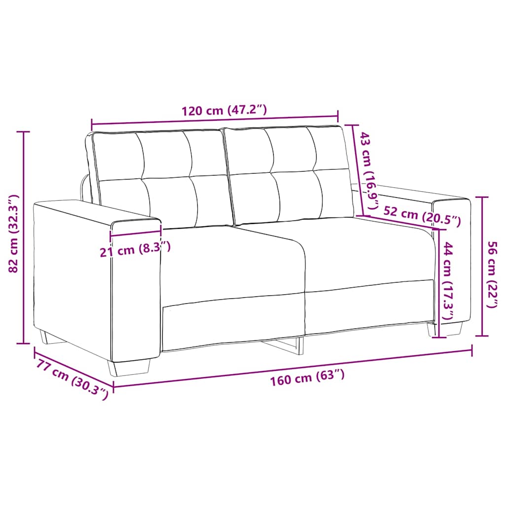 Divano Divanetto Grigio Scuro 120 cm in Tessuto - homemem39