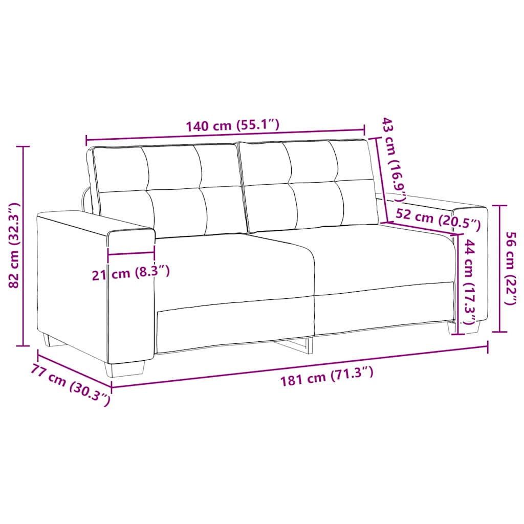 Divano Divanetto Grigio Chiaro 140 cm in Tessuto - homemem39