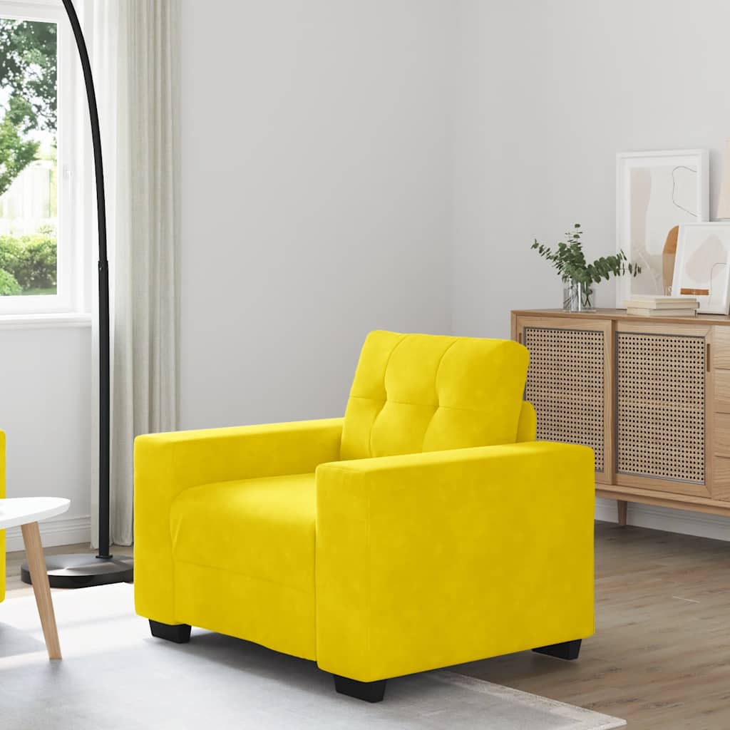 Divano Sedia Giallo 59 cm Velluto