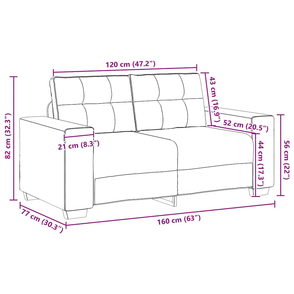 Divano Divanetto Rosa 120 cm in Velluto