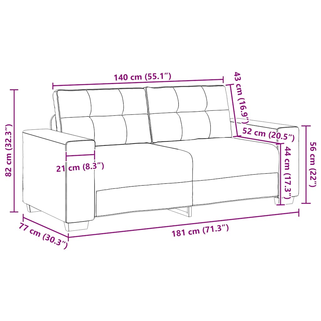 Divano Divanetto Rosa 140 cm in Velluto