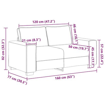 Divano a 2 Posti Grigio Chiaro 120 cm in Tessuto