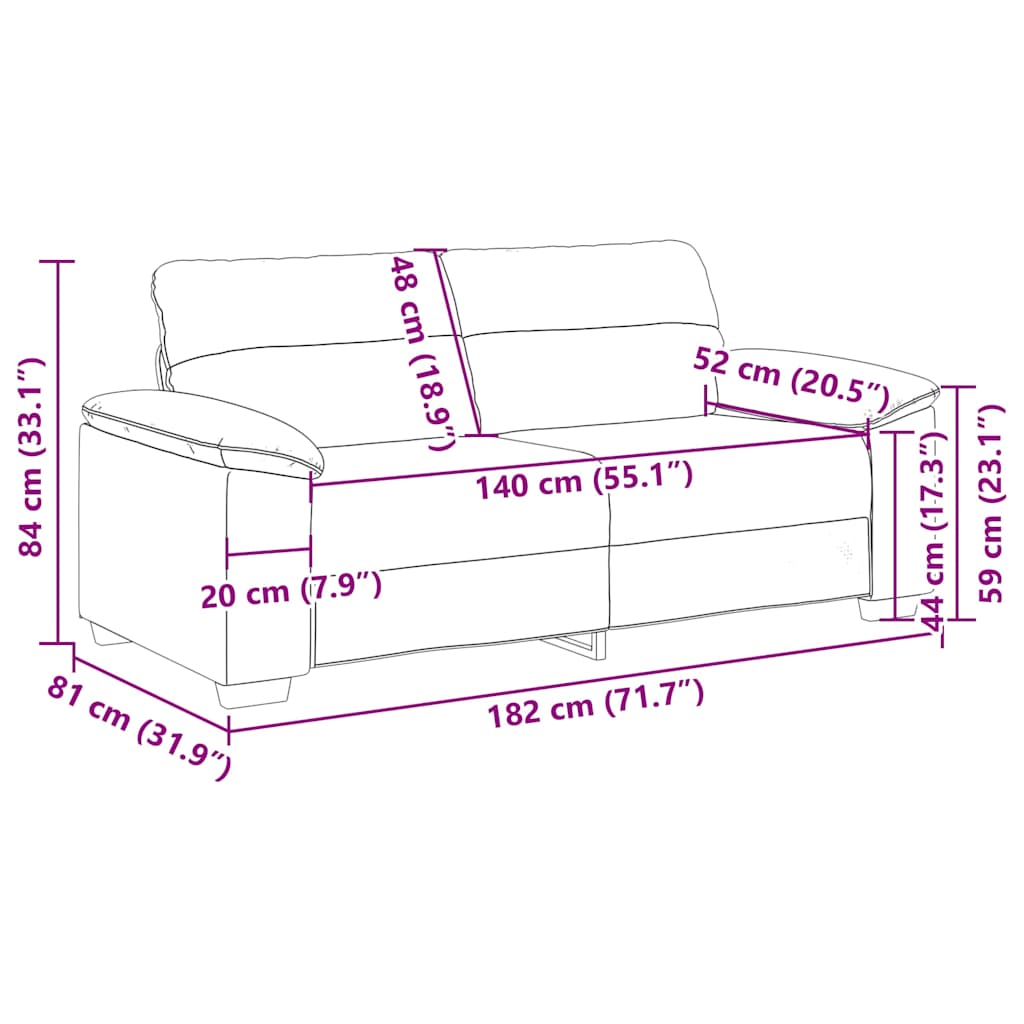 Divano a 2 Posti Grigio Chiaro 140 cm in Tessuto