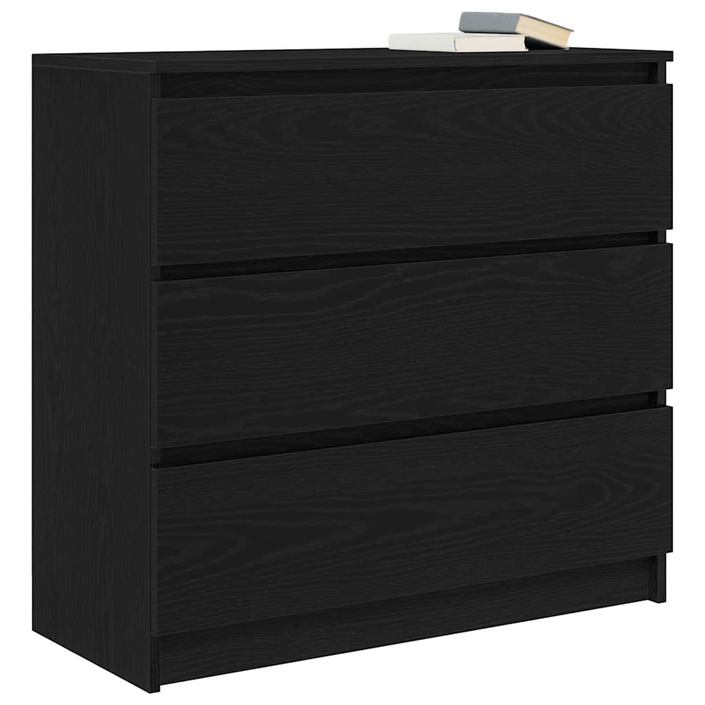 Credenza Rovere Nero 80x35x76 cm in Legno Multistrato - homemem39