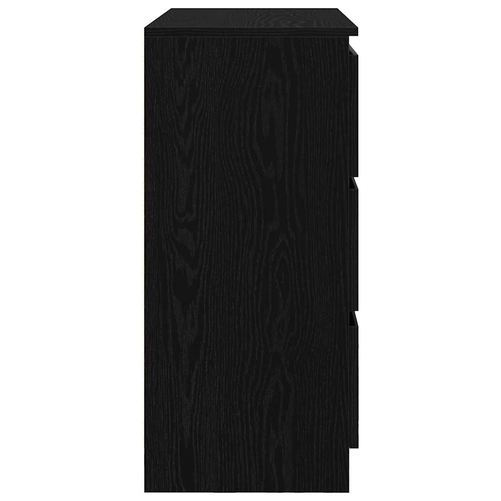 Credenza Rovere Nero 80x35x76 cm in Legno Multistrato - homemem39