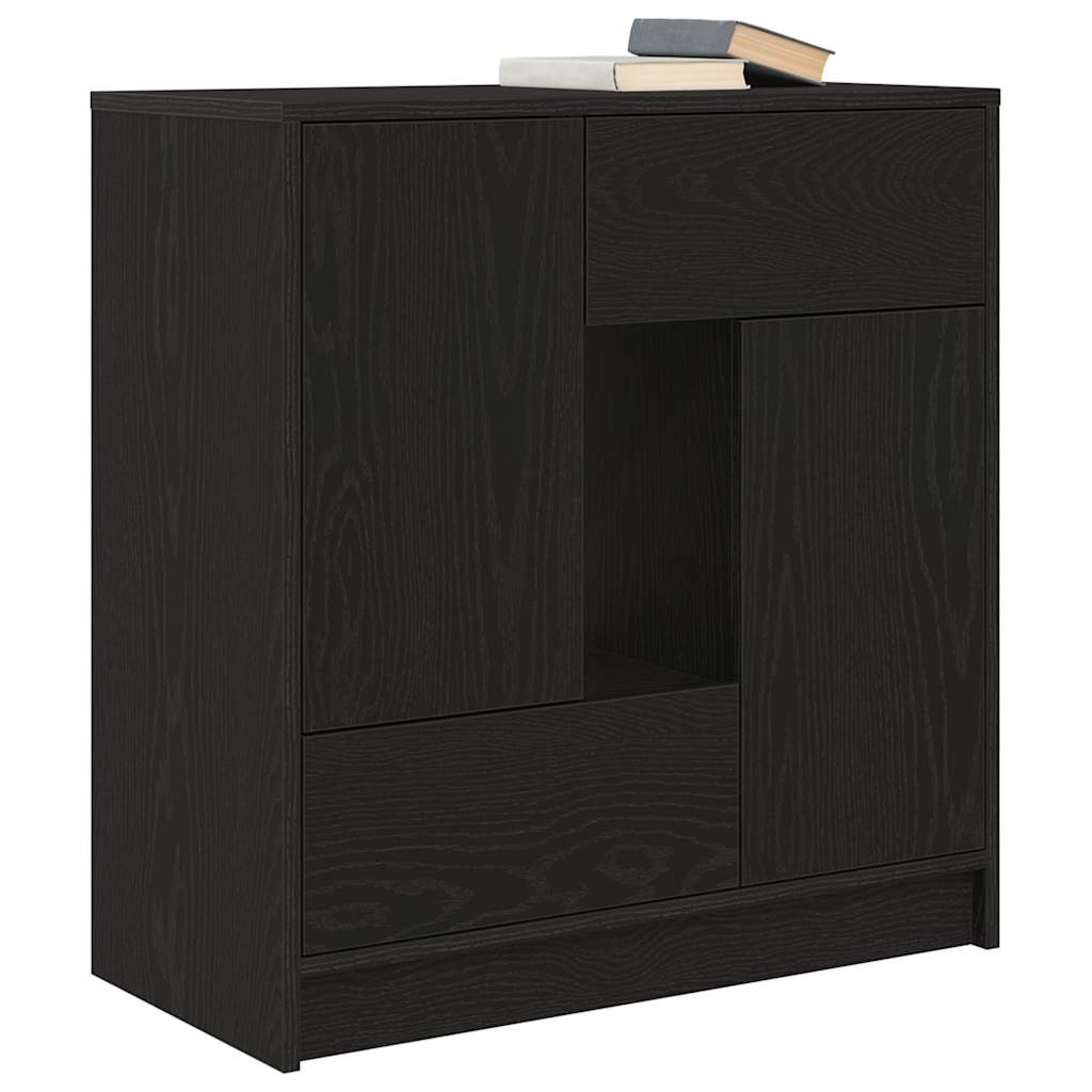 Credenza con Cassetti e Ante Rovere Nero 70,5x34x74,5 cm - homemem39