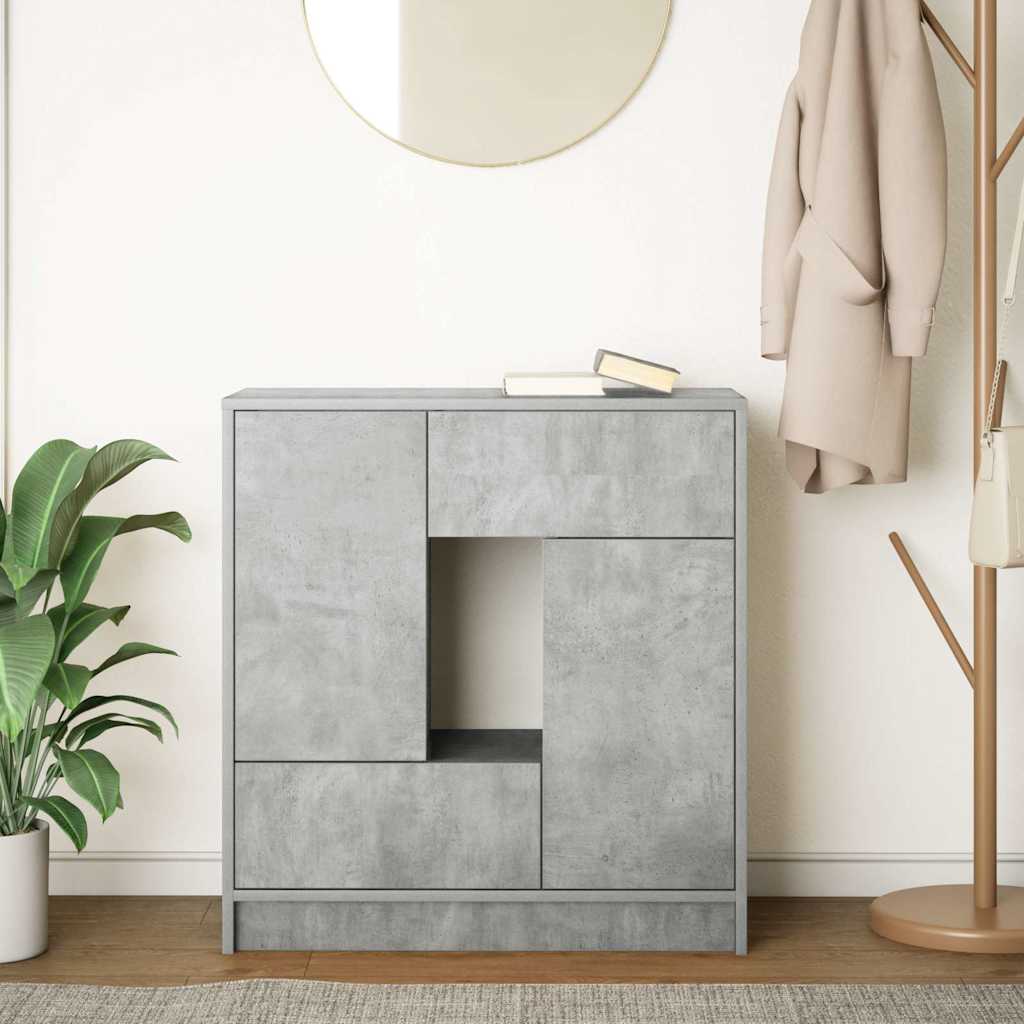 Credenza con Cassetti e Ante Grigio Cemento 70,5x34x74,5 cm - homemem39