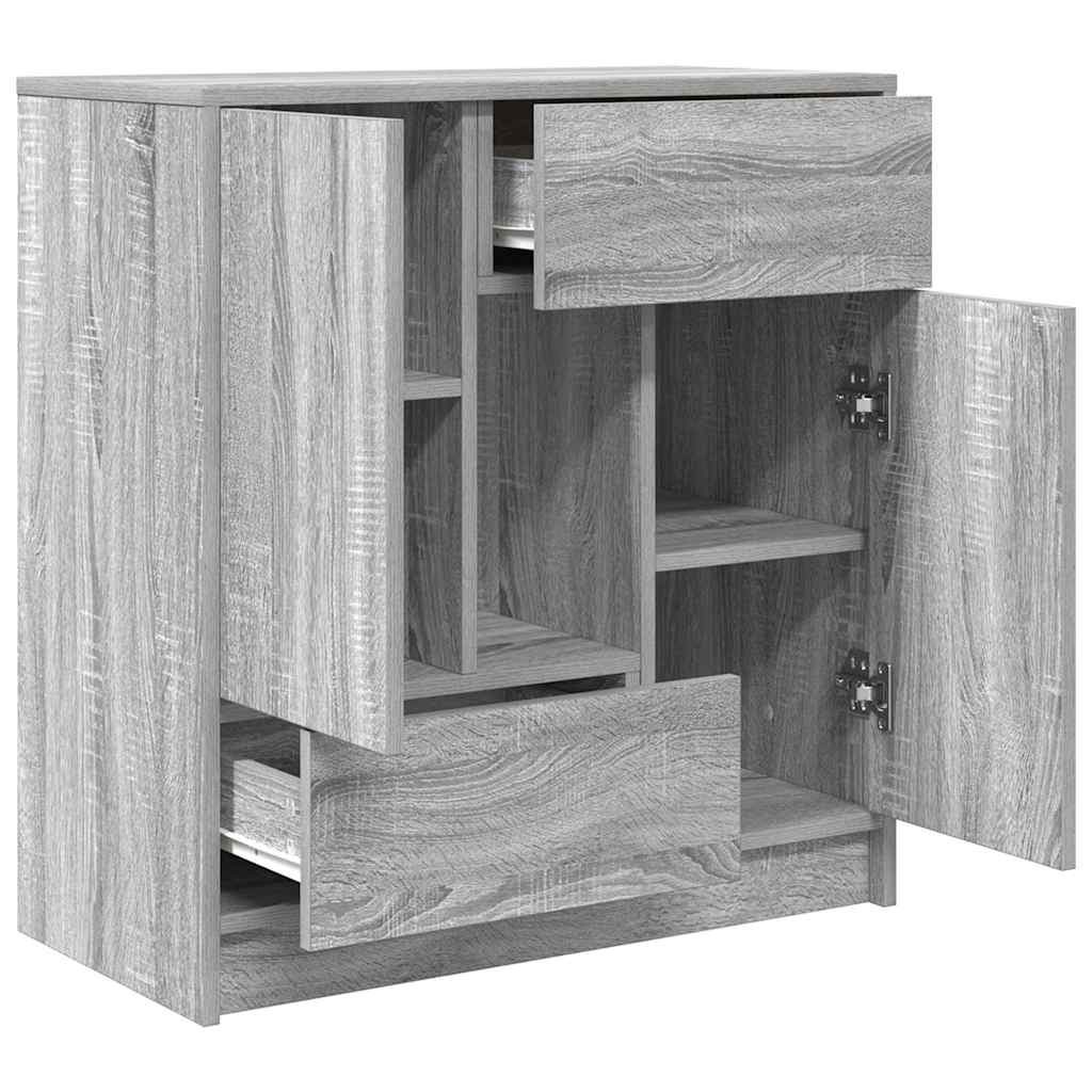 Credenza con Cassetti e Ante Grigio Sonoma 70,5x34x74,5 cm - homemem39