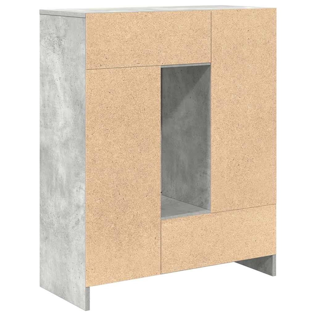 Credenza con Cassetti e Ante Grigio Cemento 73x31x90 cm - homemem39