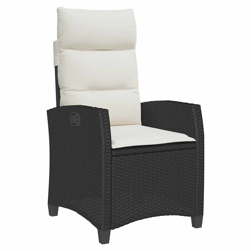 Sedia Reclinabile da Giardino con Tavolino Nera Polyrattan - homemem39