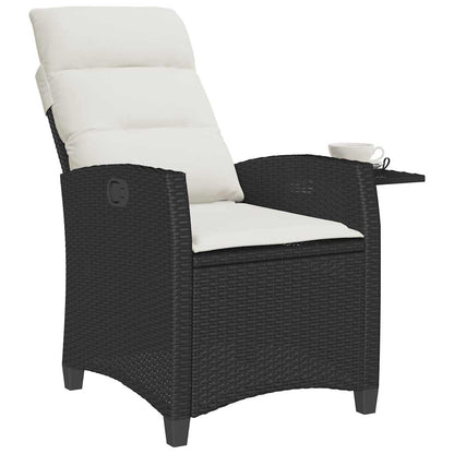 Sedia Reclinabile da Giardino con Tavolino Nera Polyrattan - homemem39