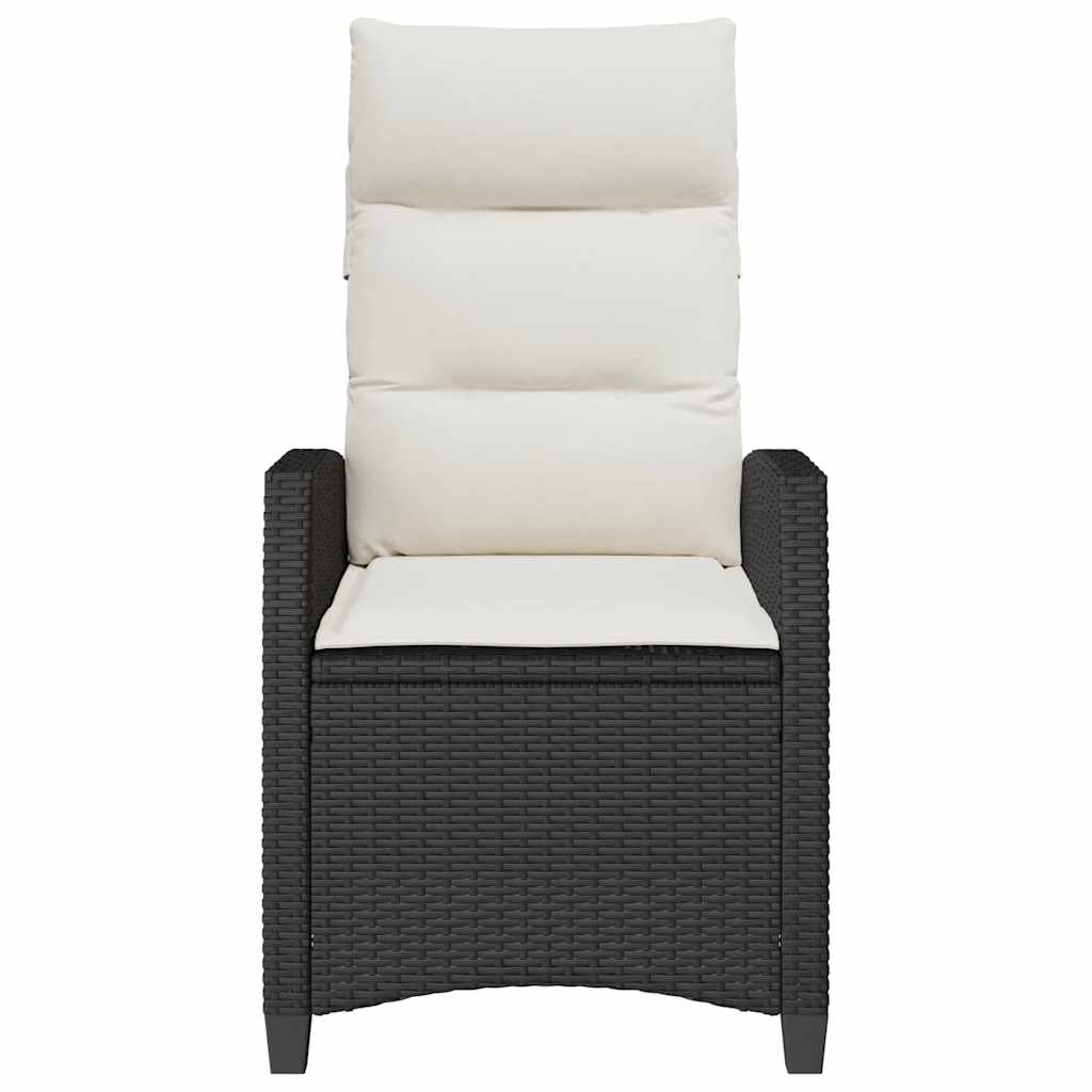 Sedia Reclinabile da Giardino con Tavolino Nera Polyrattan - homemem39