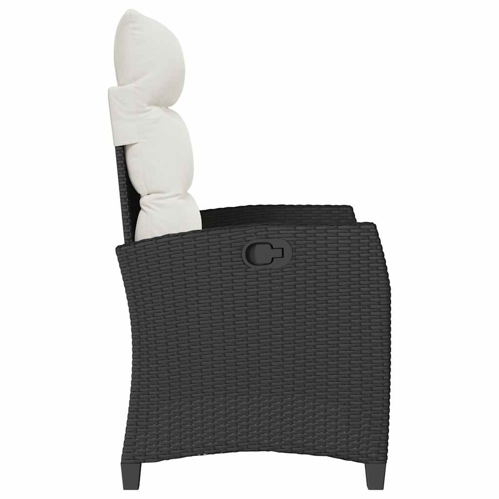 Sedia Reclinabile da Giardino con Tavolino Nera Polyrattan - homemem39