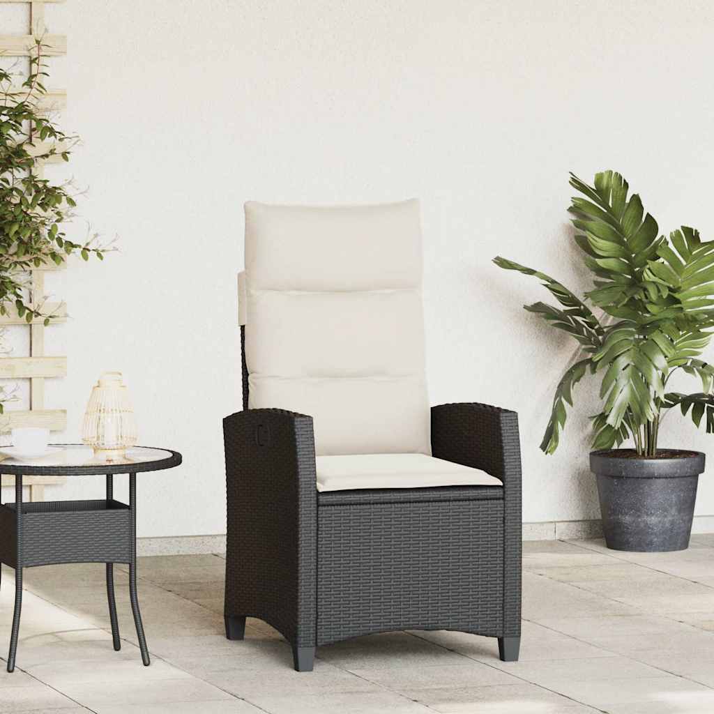 Sedia Reclinabile da Giardino con Tavolino Nera Polyrattan - homemem39