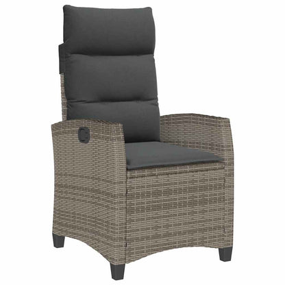 Sedia Reclinabile da Giardino con Tavolino Grigio Polyrattan - homemem39