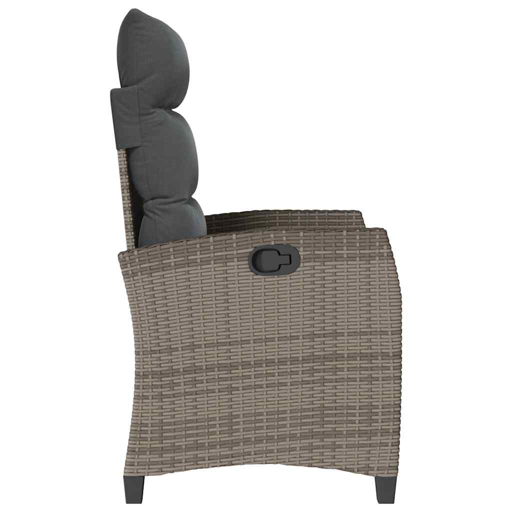 Sedia Reclinabile da Giardino con Tavolino Grigio Polyrattan