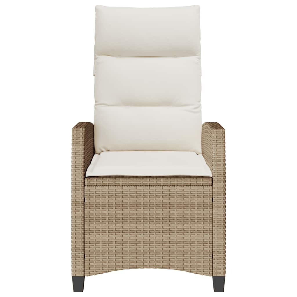 Sedia Reclinabile da Giardino con Tavolino Beige Polyrattan