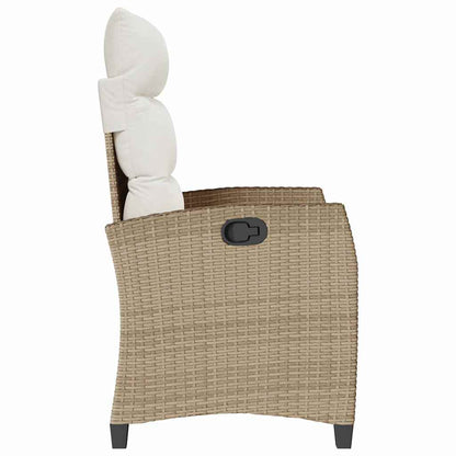 Sedia Reclinabile da Giardino con Tavolino Beige Polyrattan