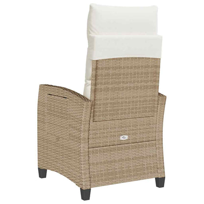 Sedia Reclinabile da Giardino con Tavolino Beige Polyrattan