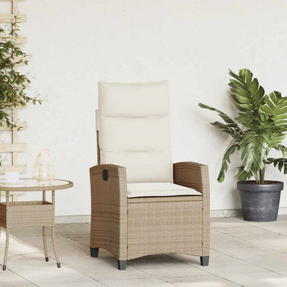 Sedia Reclinabile da Giardino con Tavolino Beige Polyrattan - homemem39