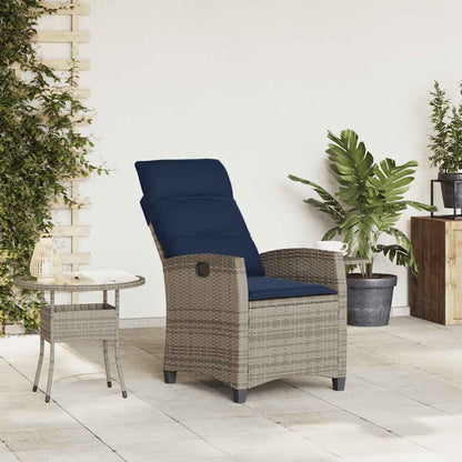 Sedia Reclinabile da Giardino con Tavolino Grigio Polyrattan - homemem39