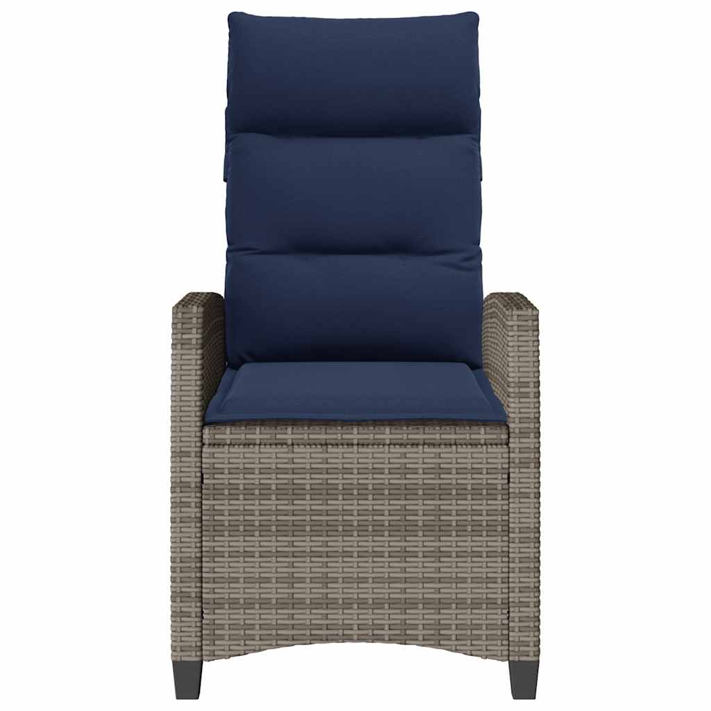 Sedia Reclinabile da Giardino con Tavolino Grigio Polyrattan - homemem39