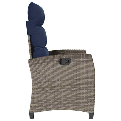 Sedia Reclinabile da Giardino con Tavolino Grigio Polyrattan