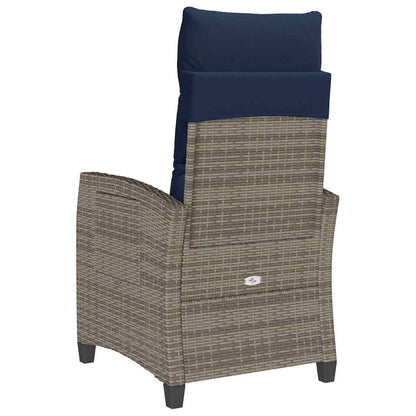 Sedia Reclinabile da Giardino con Tavolino Grigio Polyrattan - homemem39