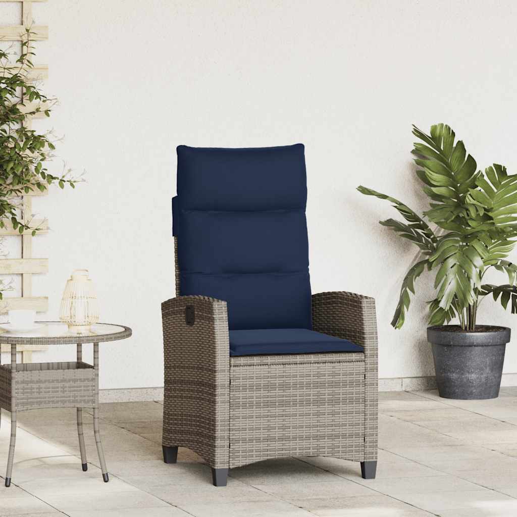 Sedia Reclinabile da Giardino con Tavolino Grigio Polyrattan - homemem39