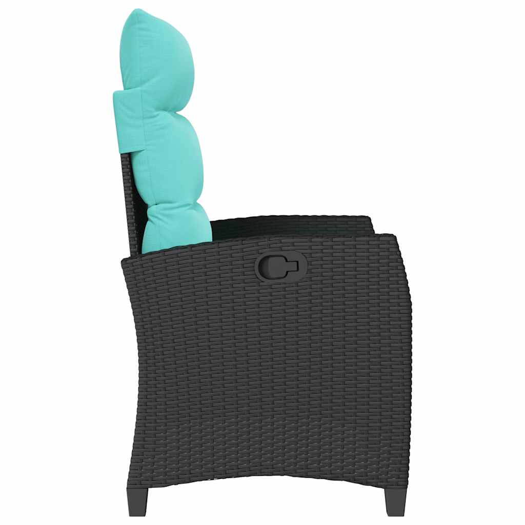 Sedia Reclinabile da Giardino con Tavolino Nera Polyrattan - homemem39