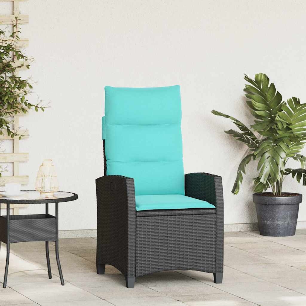 Sedia Reclinabile da Giardino con Tavolino Nera Polyrattan - homemem39