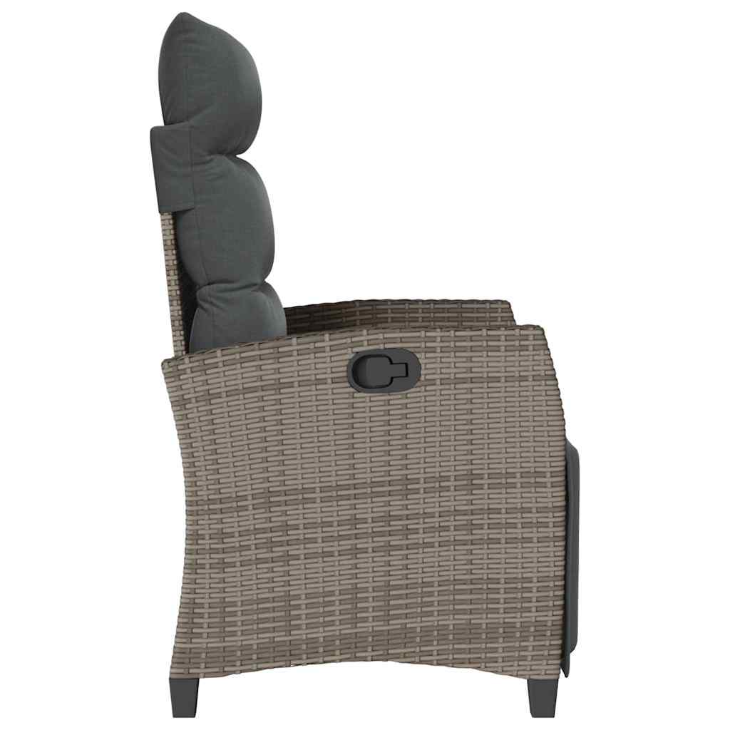 Sedia Reclinabile da Giardino con Tavolino Grigio Polyrattan - homemem39