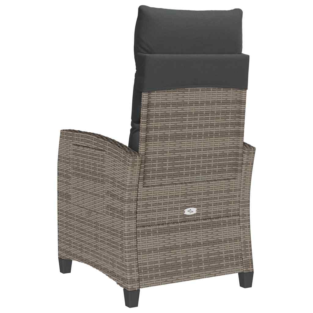 Sedia Reclinabile da Giardino con Tavolino Grigio Polyrattan - homemem39