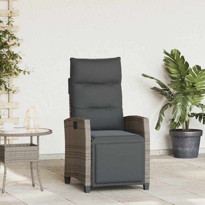 Sedia Reclinabile da Giardino con Tavolino Grigio Polyrattan