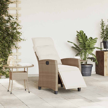 Sedia Reclinabile da Giardino con Tavolino Beige Polyrattan