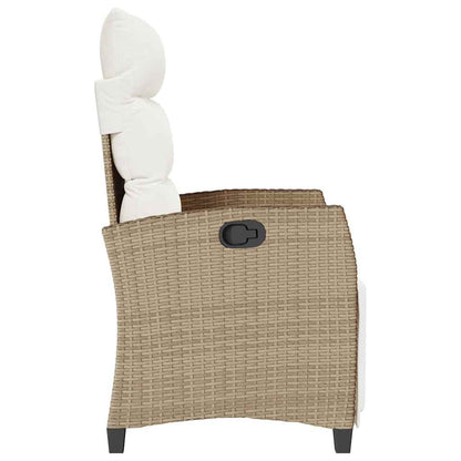 Sedia Reclinabile da Giardino con Tavolino Beige Polyrattan