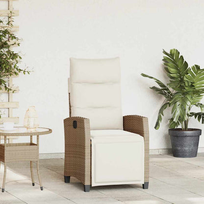 Sedia Reclinabile da Giardino con Tavolino Beige Polyrattan - homemem39