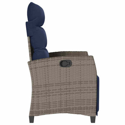 Sedia Reclinabile da Giardino con Tavolino Grigio Polyrattan