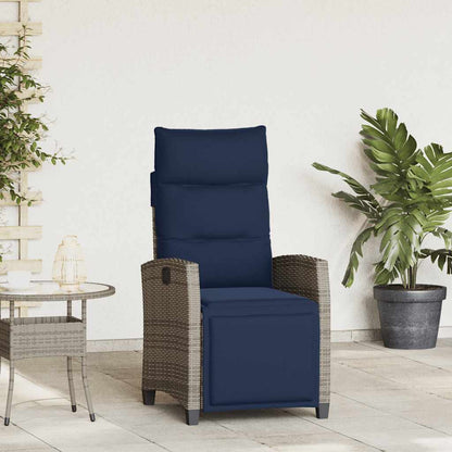 Sedia Reclinabile da Giardino con Tavolino Grigio Polyrattan