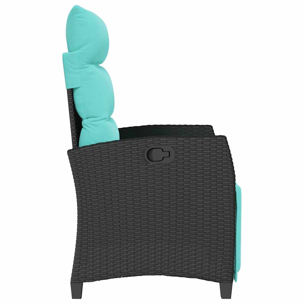 Sedia Reclinabile da Giardino con Tavolino Nera Polyrattan - homemem39