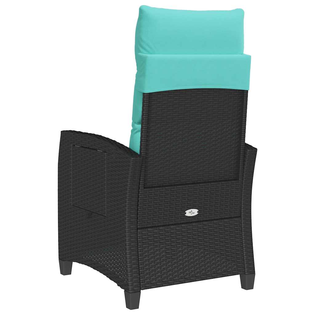 Sedia Reclinabile da Giardino con Tavolino Nera Polyrattan - homemem39