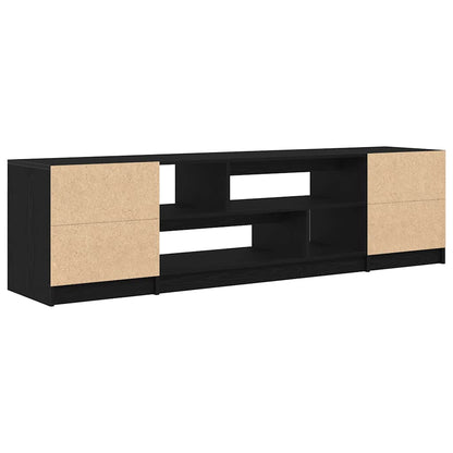 Mobile TV Rovere Nero 188,5x41x50 cm in Legno Multistrato - homemem39