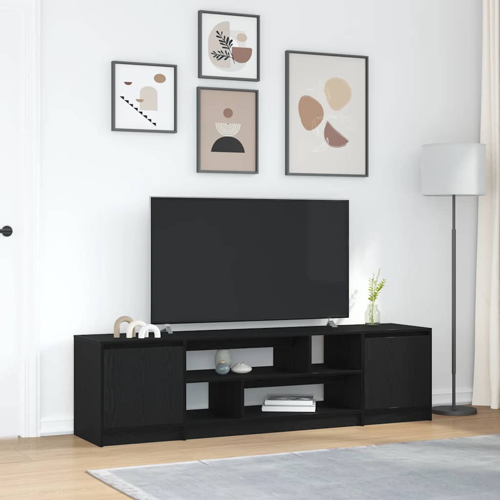 Mobile TV Rovere Nero 188,5x41x50 cm in Legno Multistrato - homemem39